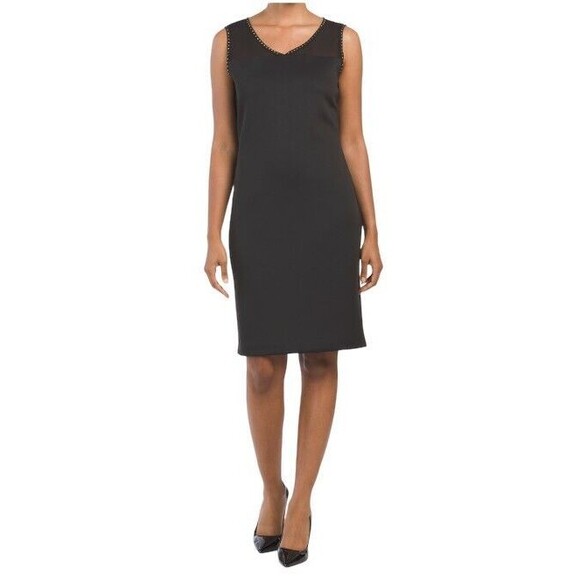 T Tahari Womens Dress sz S new nwt $98 Black Illusion Studded Scuba Stretch o507 - Picture 4 of 12